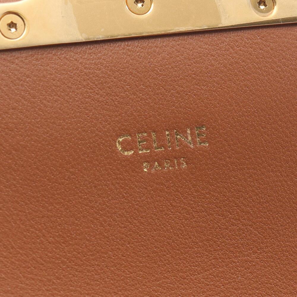Celine Claude Triomphe Shoulder Bag Canvas Leather White Brown - Picture 4 of 8